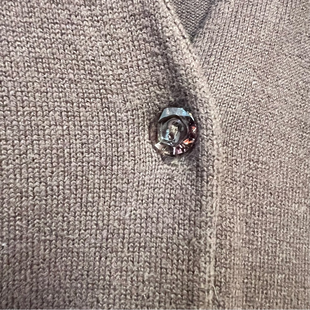 Quacker Factory Cardigan XL Brown Sequin Embellished Sweater Button Front Cute - Picture 3 of 7